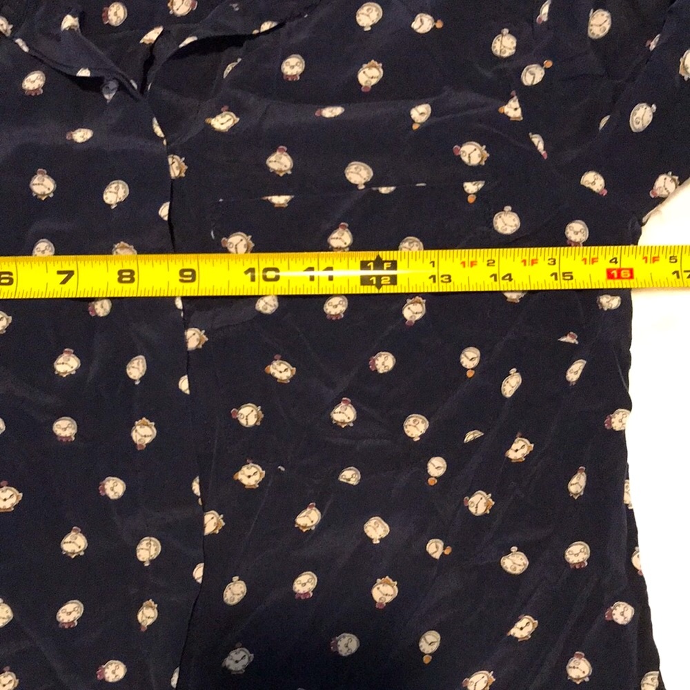Final Price- J CREW 100% Silk Clock Print Blouse - Picture 8 of 9